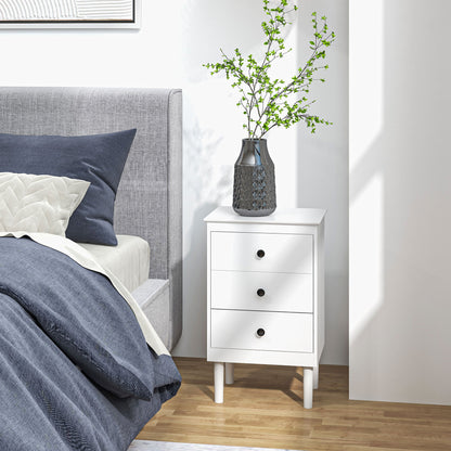 HOMCOM Set of Two Three-Drawer Modern Bedside Tables - White 
