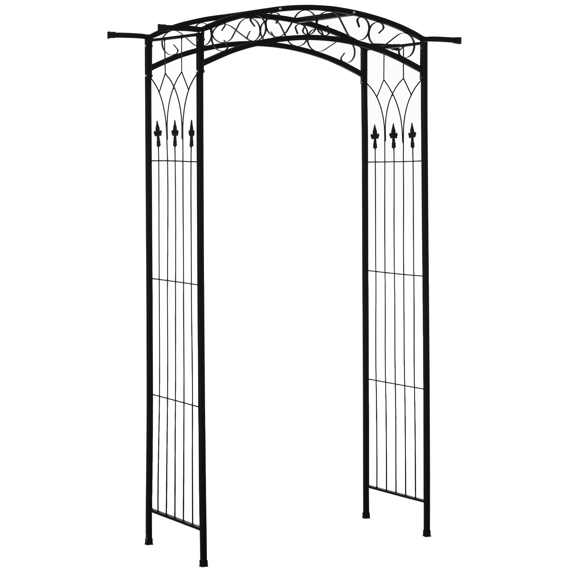 Outsunny 211cm Height Metal Garden Arch Arbor for Wedding Decor for Climbing Plants and Outdoor Decoration 