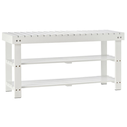HOMCOM Shoe Bench, 3-Tier Wooden Shoe Rack with Hidden Storage Compartment, Slatted Shelves, Home Storage Unit, Hallway Furniture, White, 90L x 29W x45H cm 