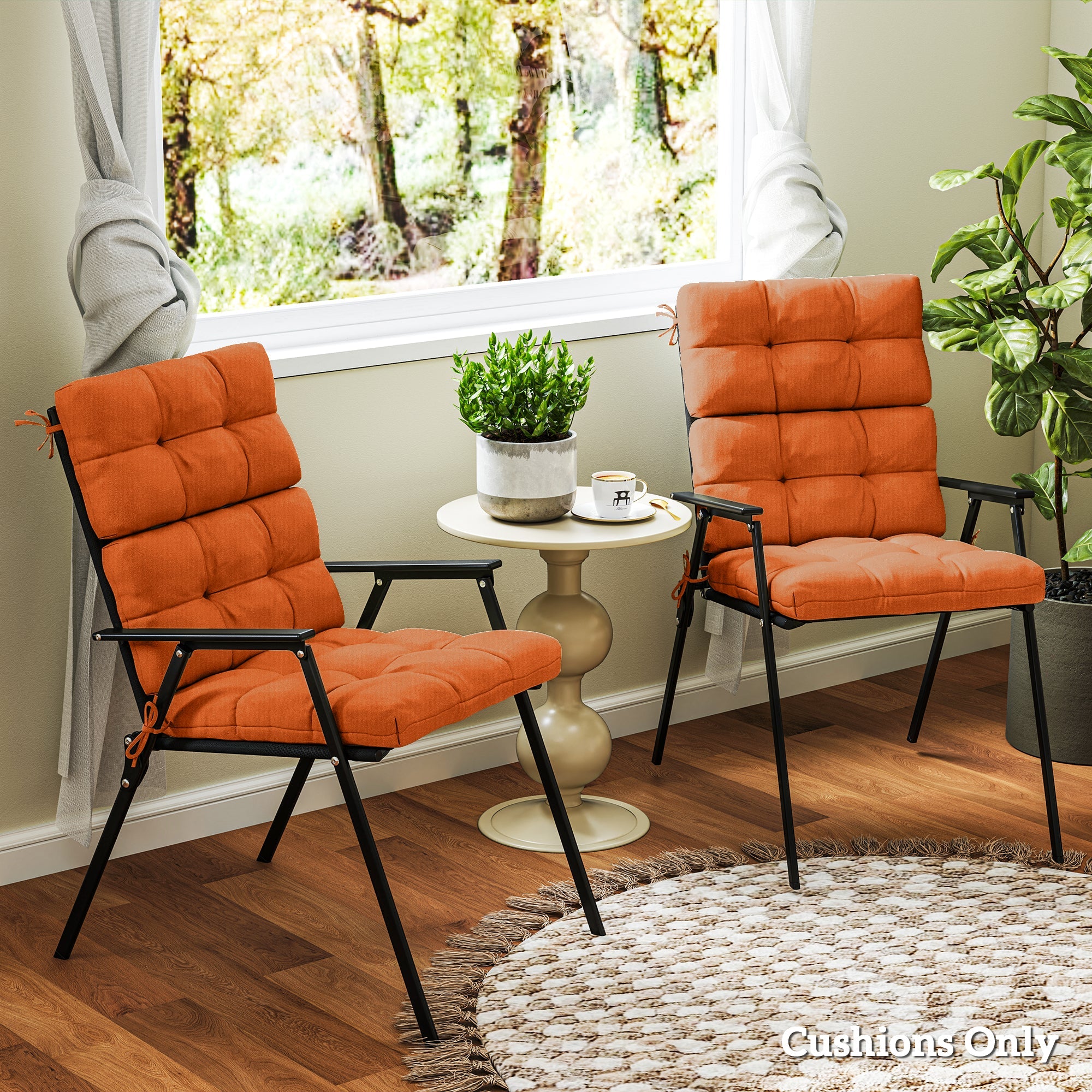 Outsunny Set of Two Padded Outdoor Seat Cushions - Orange 