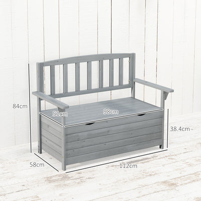 Outsunny Two-Seater Garden Storage Bench - Grey 