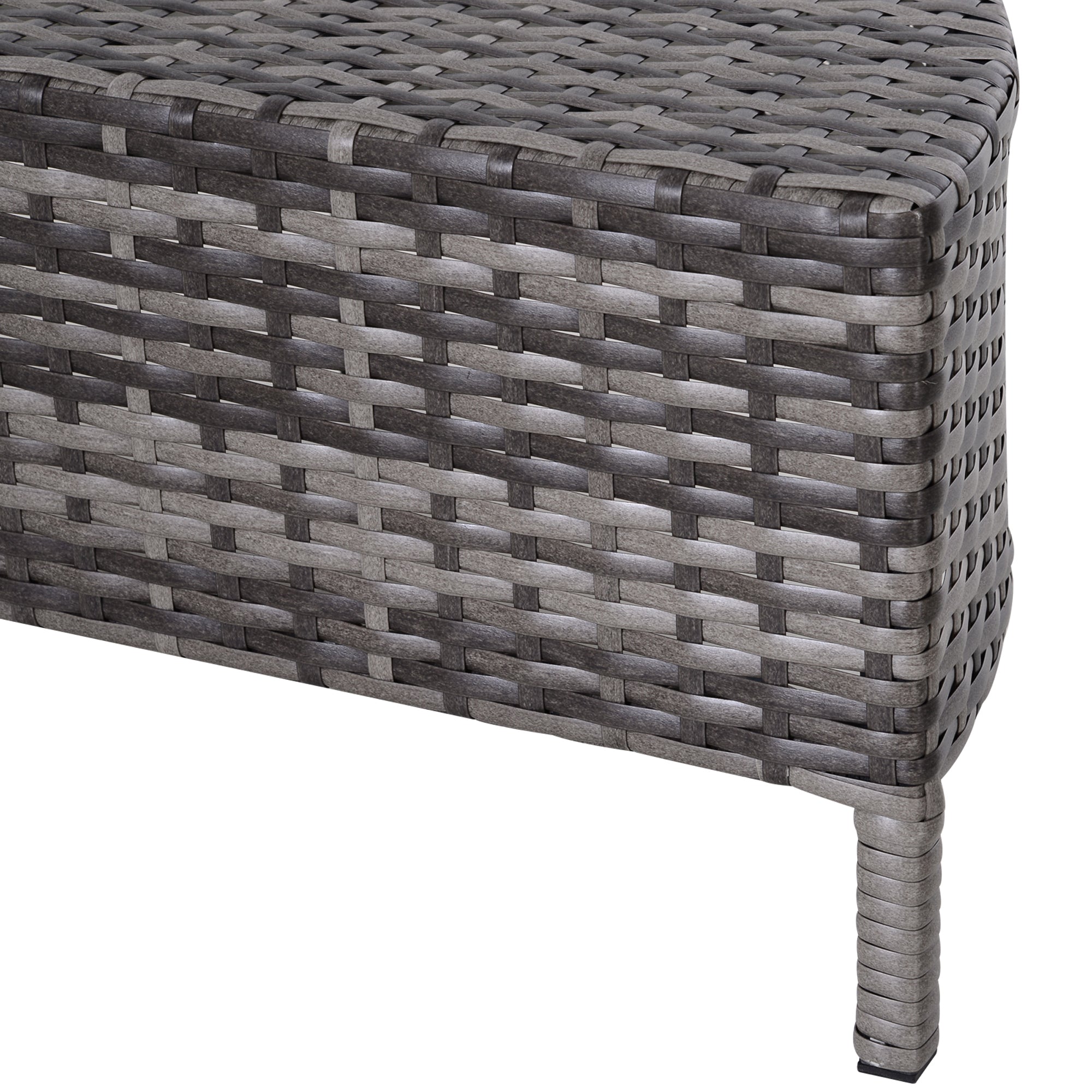 Outsunny 5 Pieces Rattan Garden Furniture Set, 4 Seater Half-Round Garden Sofa Set with Thickened Cushions, Wicker Conservatory Furniture with 4 Chairs, Rattan Coffee Table and Pillows, Grey 