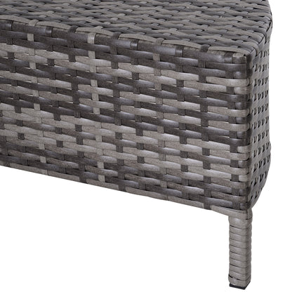 Outsunny 5 Pieces Rattan Garden Furniture Set, 4 Seater Half-Round Garden Sofa Set with Thickened Cushions, Wicker Conservatory Furniture with 4 Chairs, Rattan Coffee Table and Pillows, Grey 