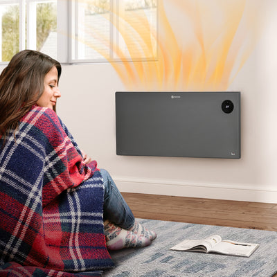HOMCOM 2000W Electric Convector Heater, Freestanding or Wall Mounted, Space Heater with Adjustable Thermostat, Timer, Grey 