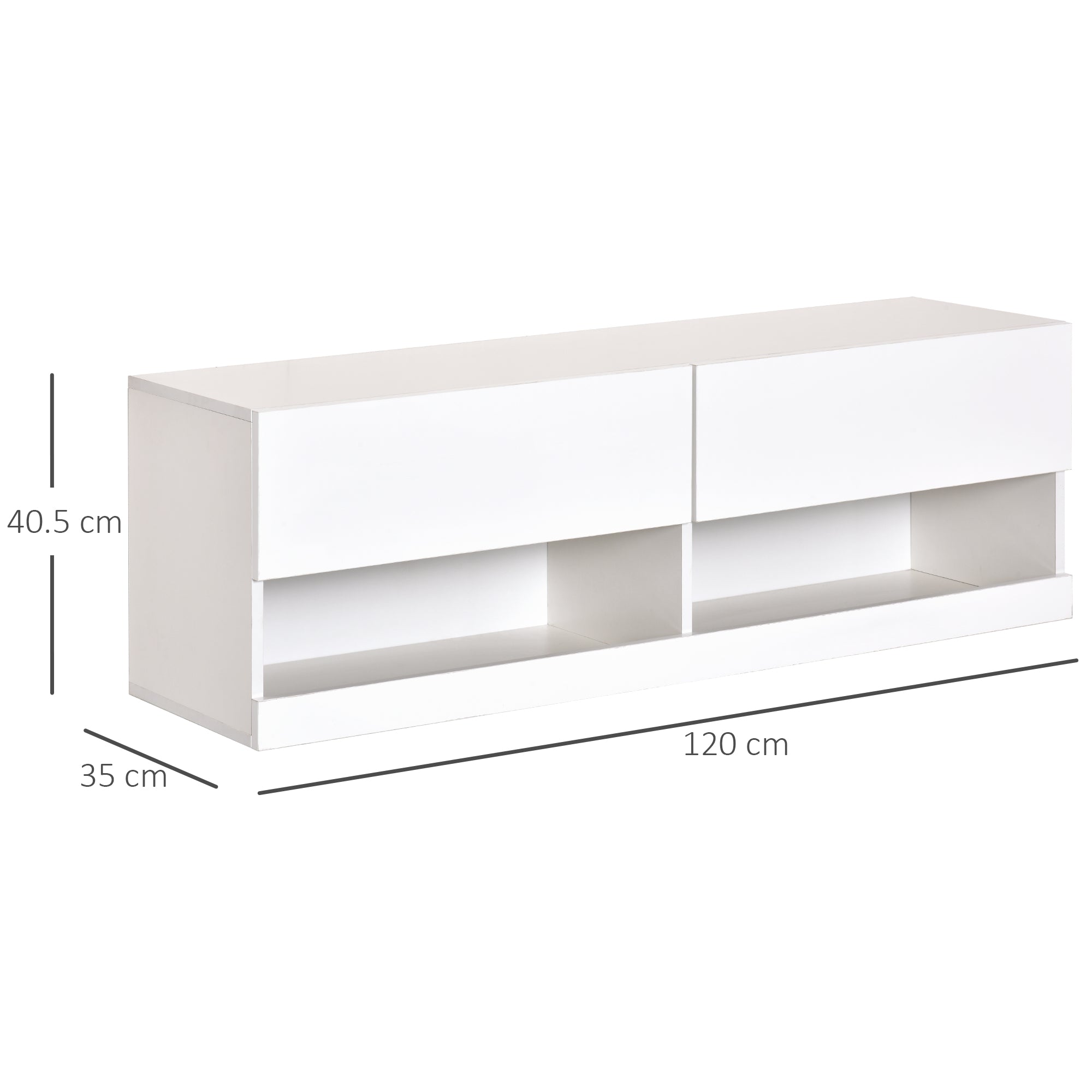 HOMCOM High Gloss TV Stand Cabinet with LED Lights, Wall Mount Media Unit for TVs up to 42 Inch for Living Room Bedroom 