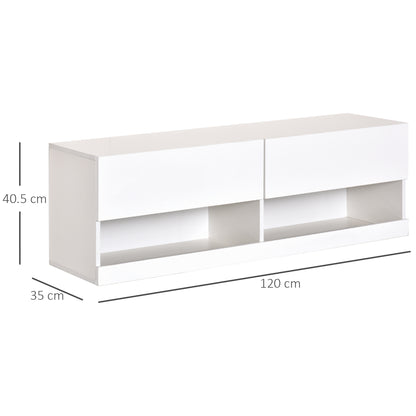 HOMCOM High Gloss TV Stand Cabinet with LED Lights, Wall Mount Media Unit for TVs up to 42 Inch for Living Room Bedroom 