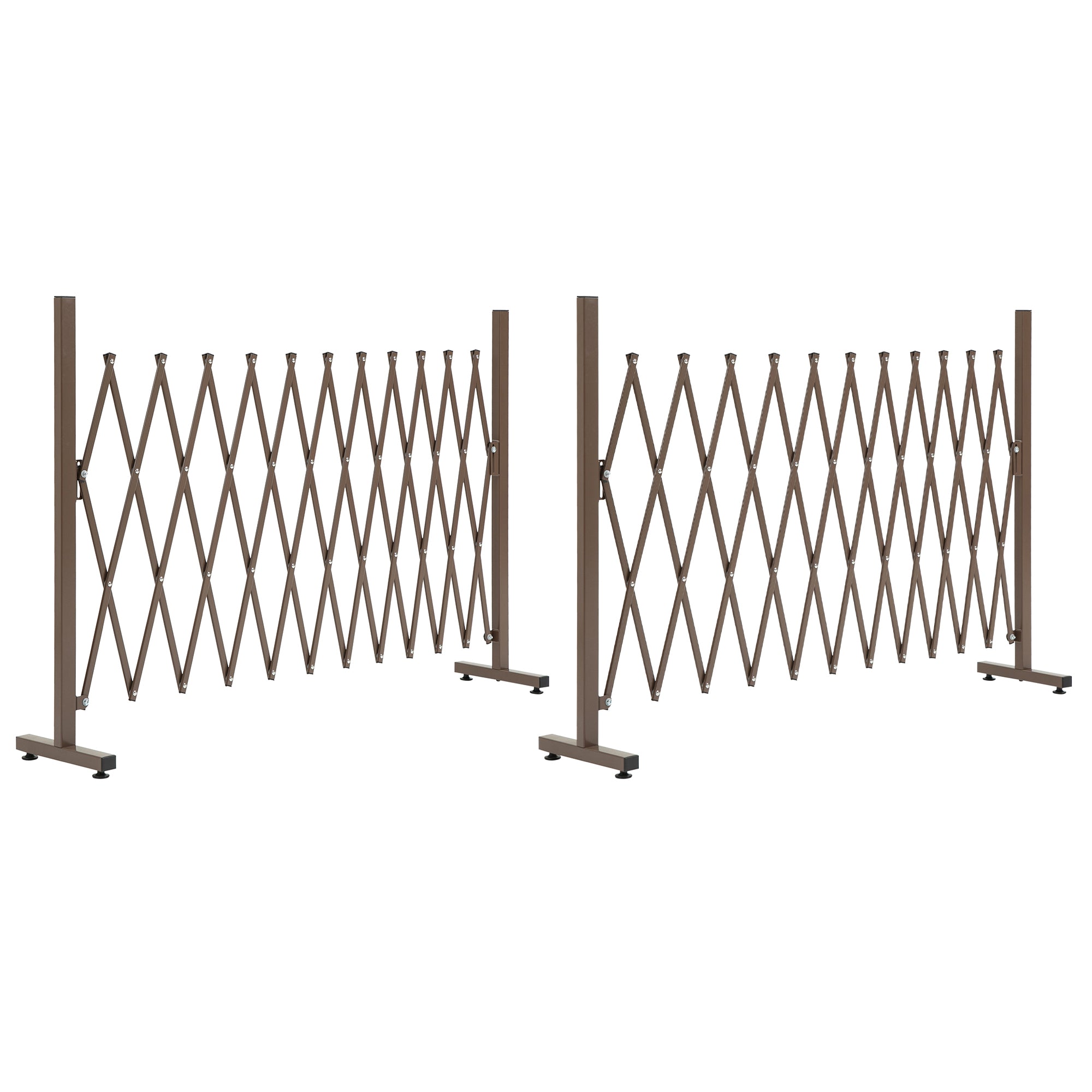 Outsunny Set of 2 Expanding Garden Fencc, Aluminium Freestanding Foldable Picket Fence, 300cmx103.5 cm, Dark Brown