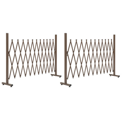 Outsunny Set of 2 Expanding Garden Fencc, Aluminium Freestanding Foldable Picket Fence, 300cmx103.5 cm, Dark Brown 