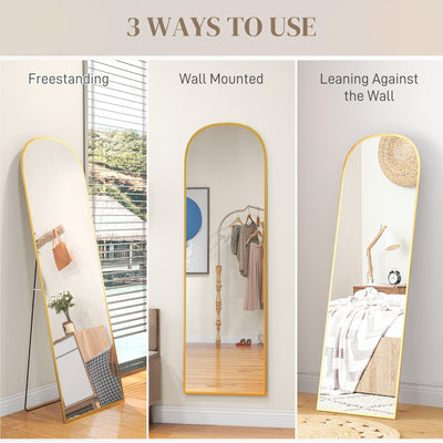 HOMCOM 162cm Aluminium Frame Standing Mirror - Gold 