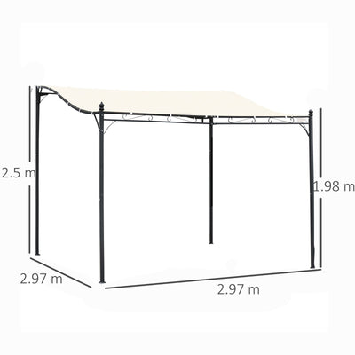 Outsunny 3x3 m Wall Mounted Garden Porch-Black/Cream White 