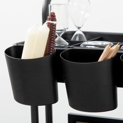 HOMCOM Three-Tier Home Trolley, with Handle and Wheels - Black 