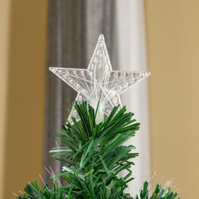 HOMCOM 5FT Pre-Lit Fibre Optic Artificial Christmas Tree Holiday Xmas Décor with Tree Topper Multi-Colour 