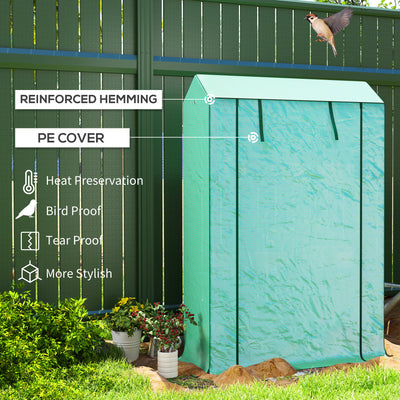 Outsunny 40 x 100cm Three Shelf Steel Frame Greenhouse - Green 