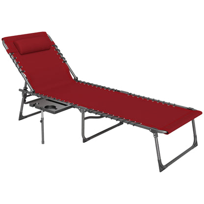 Outsunny Five-Position Reclining Sun Lounger - Red 