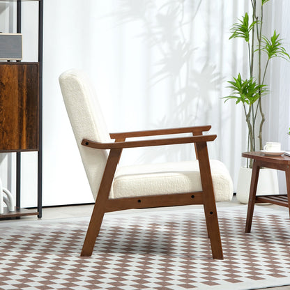 HOMCOM Boucle Seat Mid Century Accent Chair - White 