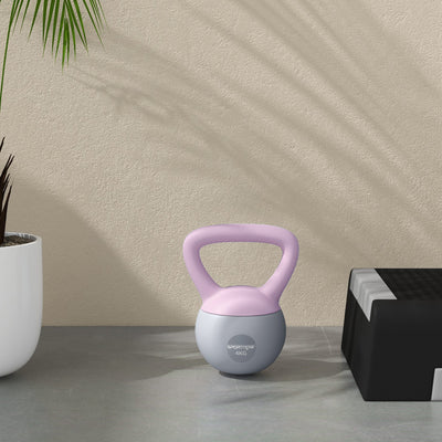SPORTNOW Soft Kettlebell, 4kg Kettle Bell with Non-Slip Handle for Home Gym Weight Lifting and Strength Training, Purple and Grey 