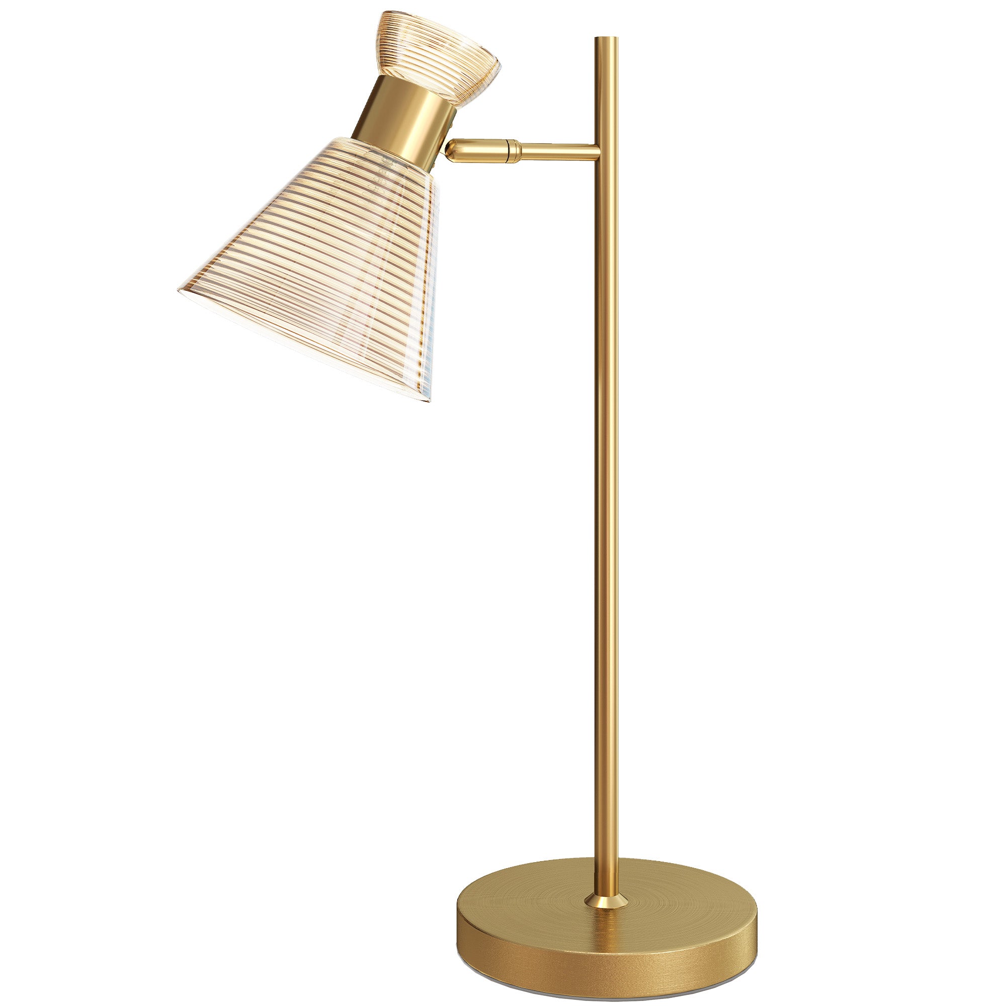 HOMCOM Modern Table Lamp, Bedside Lamp with Adjustable Flower-Shaped Head and E27 Socket for Living Room Bedroom Study, Bulb Not Included, Gold Tone 