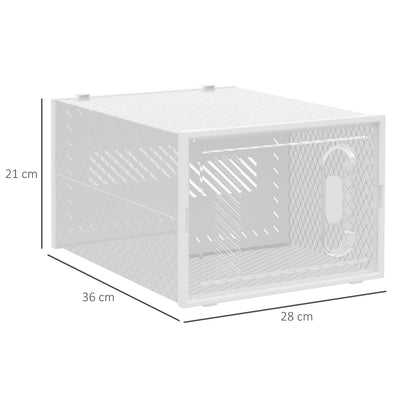 HOMCOM 18PCS Clear Shoe Box, Plastic Stackable Shoe Storage Box for UK/EU Size up to 12/46 with Magnetic Door for Women/Men, 28 x 36 x 21 cm 