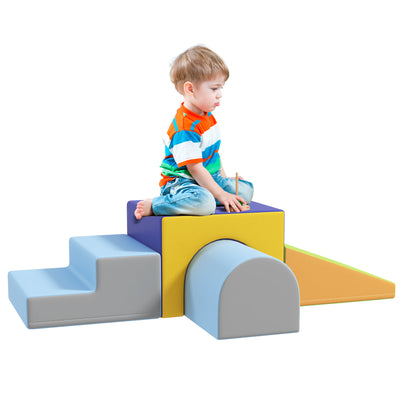 HOMCOM 4-Piece Soft Play Set for Toddlers, Multicoloured 