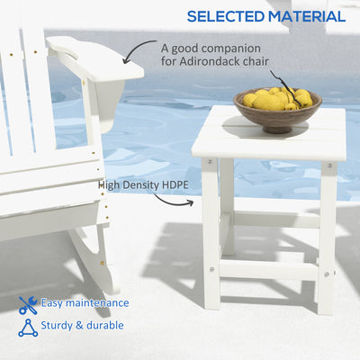 Outsunny Square Coffee Table, HDPE Tabletop and Frame for Porch, Garden, Side Table, 38 x 38 x 46 cm, White 