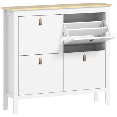 HOMCOM Modern Four-Drawer Shoe Cabinet - White 