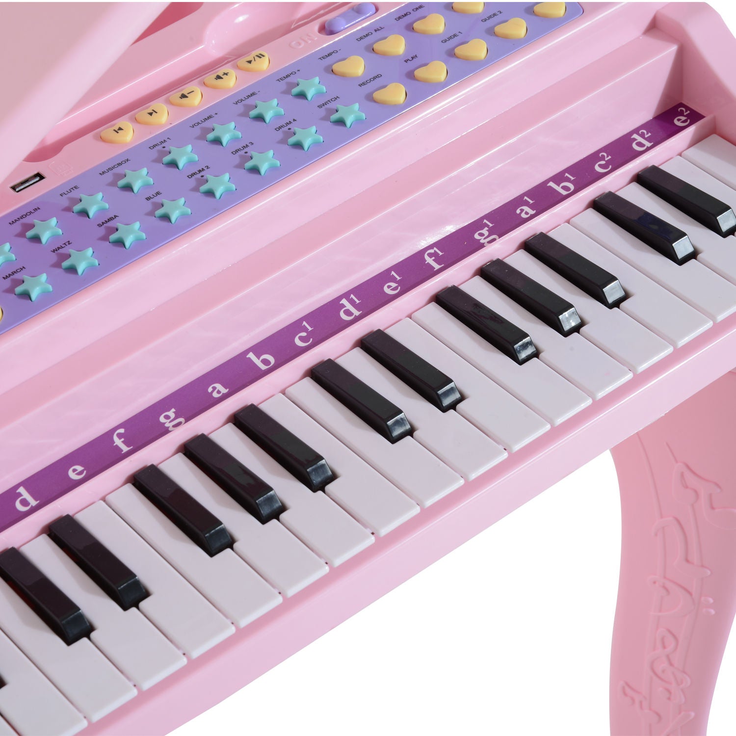HOMCOM 37 Keys Kids Mini Electronic Keyboard Children Grand Piano with Stool Microphone Light Musical Instrument Educational Game Toy Set (Pink) 