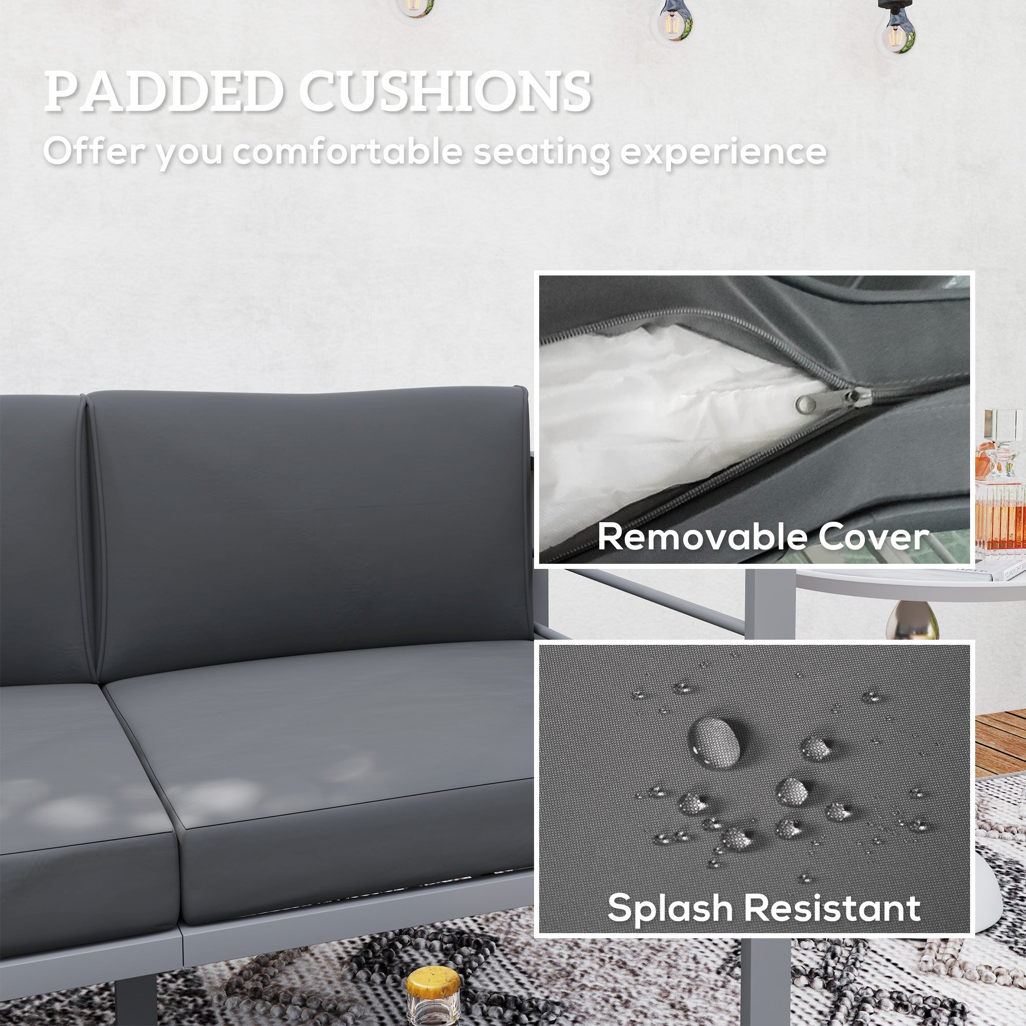 Outsunny Two-Seater Aluminium Garden Sofa - Grey 