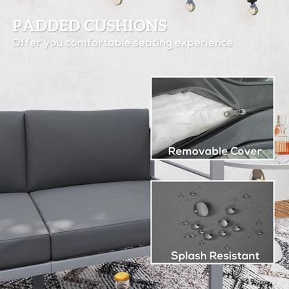 Outsunny Two-Seater Aluminium Garden Sofa - Grey 