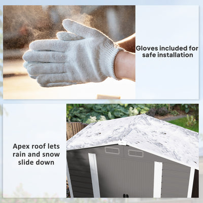 Outsunny 7 x 4ft Garden Shed, Easy to Assemble, Upgraded Galvanised Steel Frame with Foundation Kit, Double Doors with Lock, Outdoor Metal Shed with Vents and Gloves, Garden Storage Shed, Light Grey 