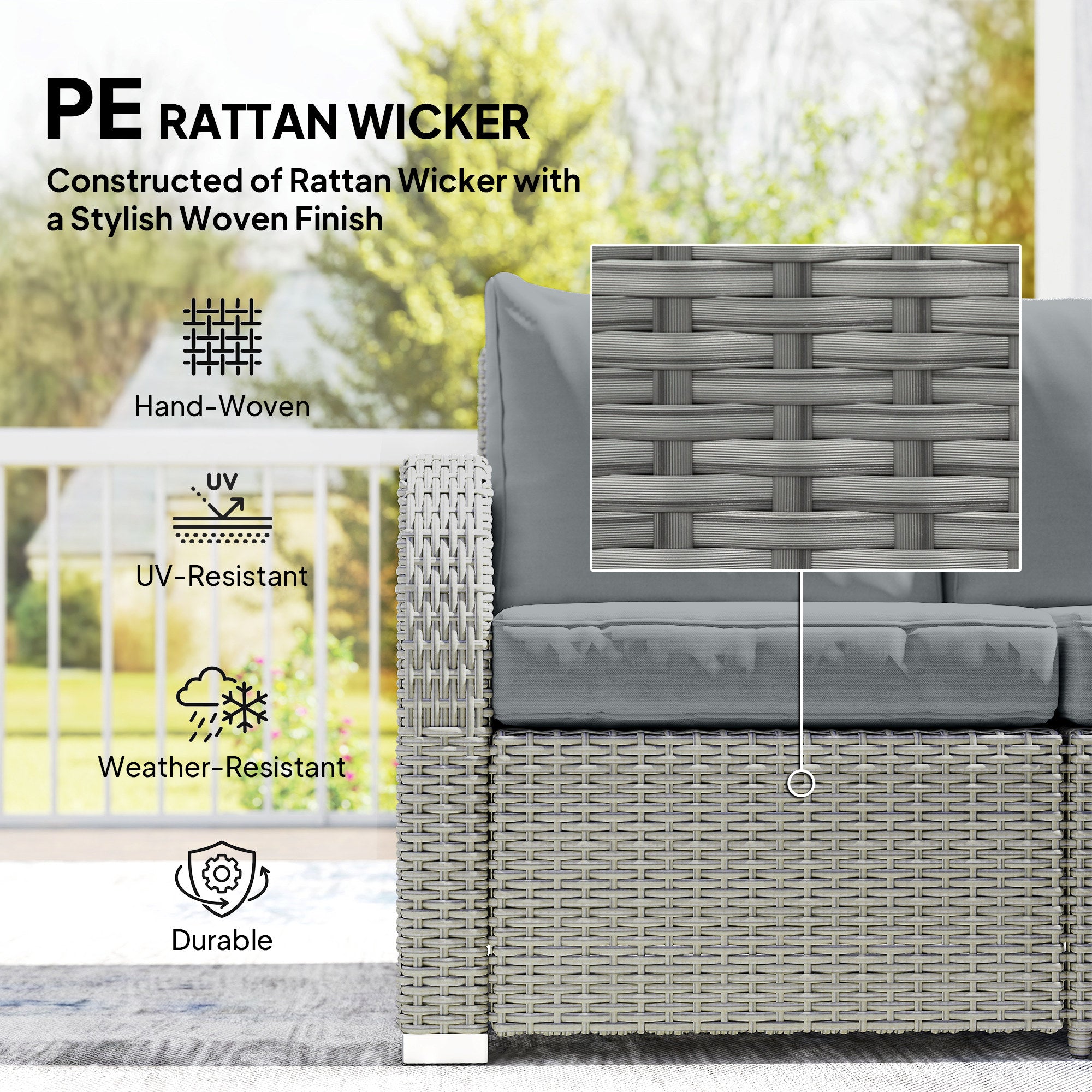 Outsunny Six-piece Rattan Garden Furniture Set with Reclining Armchairs - Dark Grey 
