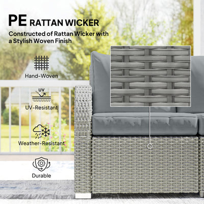 Outsunny Six-piece Rattan Garden Furniture Set with Reclining Armchairs - Dark Grey 