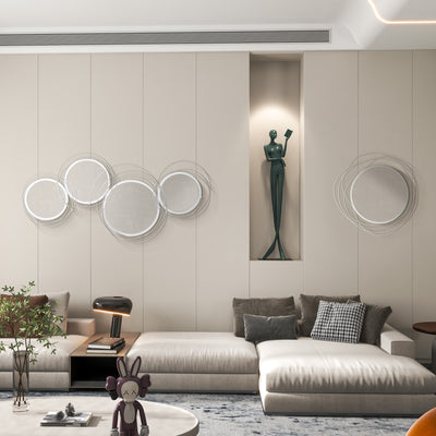 HOMCOM Abstract Metal Wire Wall Mirror, with Accessories - Silver 