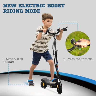 HOMCOM Foldable Electric Scooter, with LED Headlight, for Ages 7-14 Years - Black 