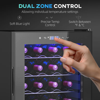 HOMCOM 32 Bottle Dual Zone 5-18\'e2\'84\'83 Wine Fridge - Black 