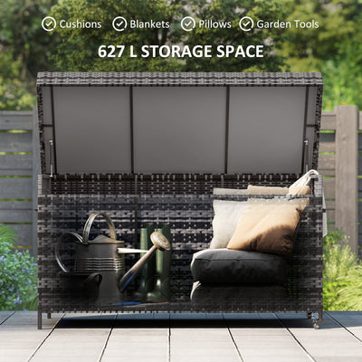 Outsunny 627 L Rattan Storage Box - Dark Grey 