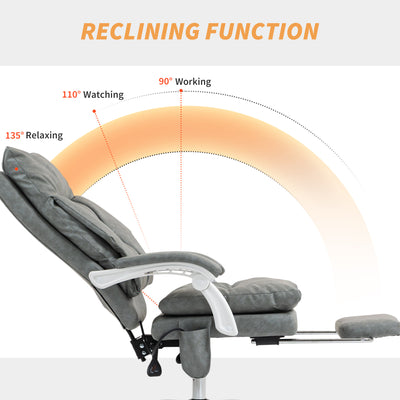 HOMCOM Faux Leather Office Chair, with Inflatable Lumbar - Grey 
