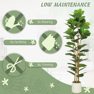 HOMCOM 180cm Artificial Fiddle Leaf Fig Tree - Green 
