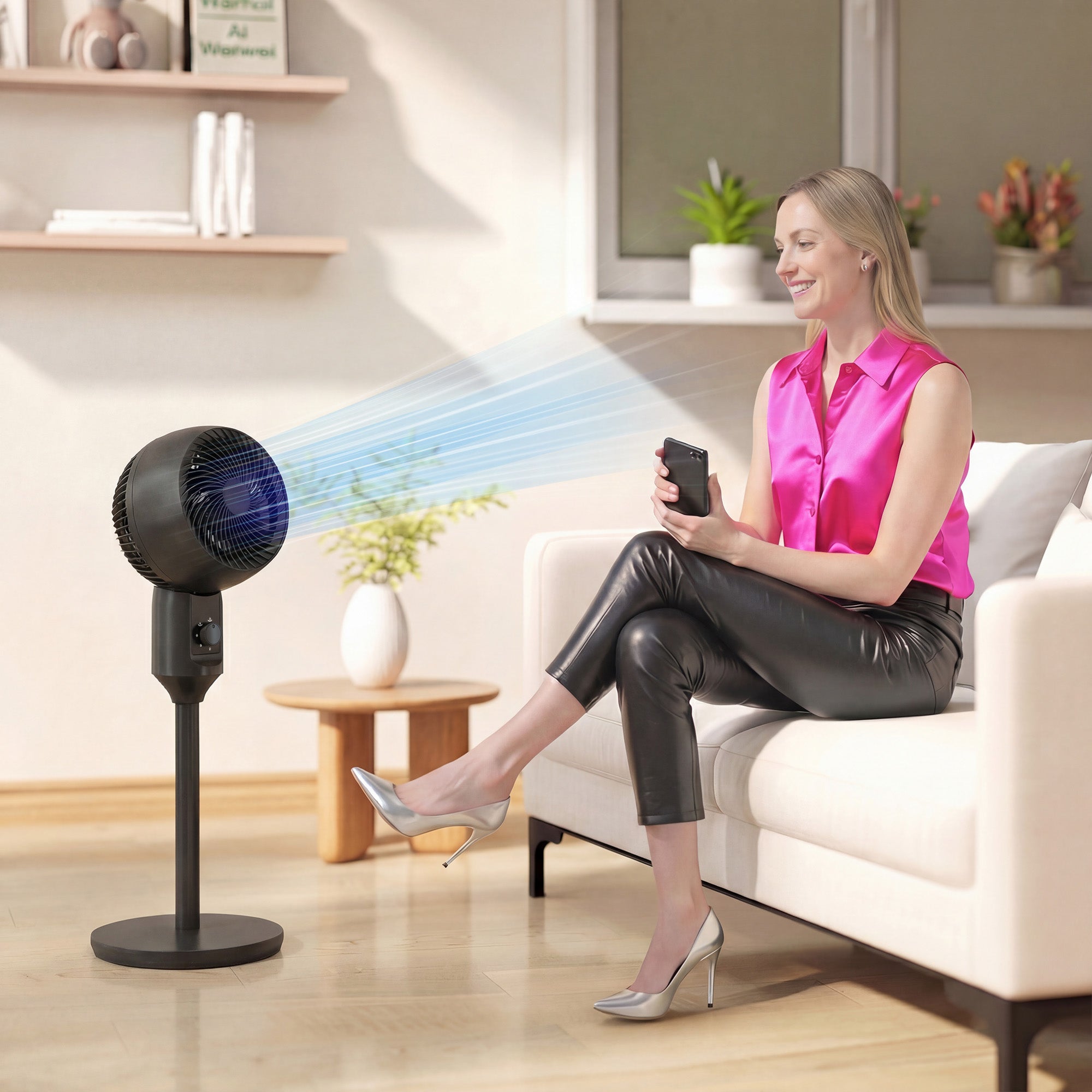 HOMCOM Air Circulator Fan Pedestal Cooling Fan with 3 Speed and Carry Handle, 9 Inch, Black 