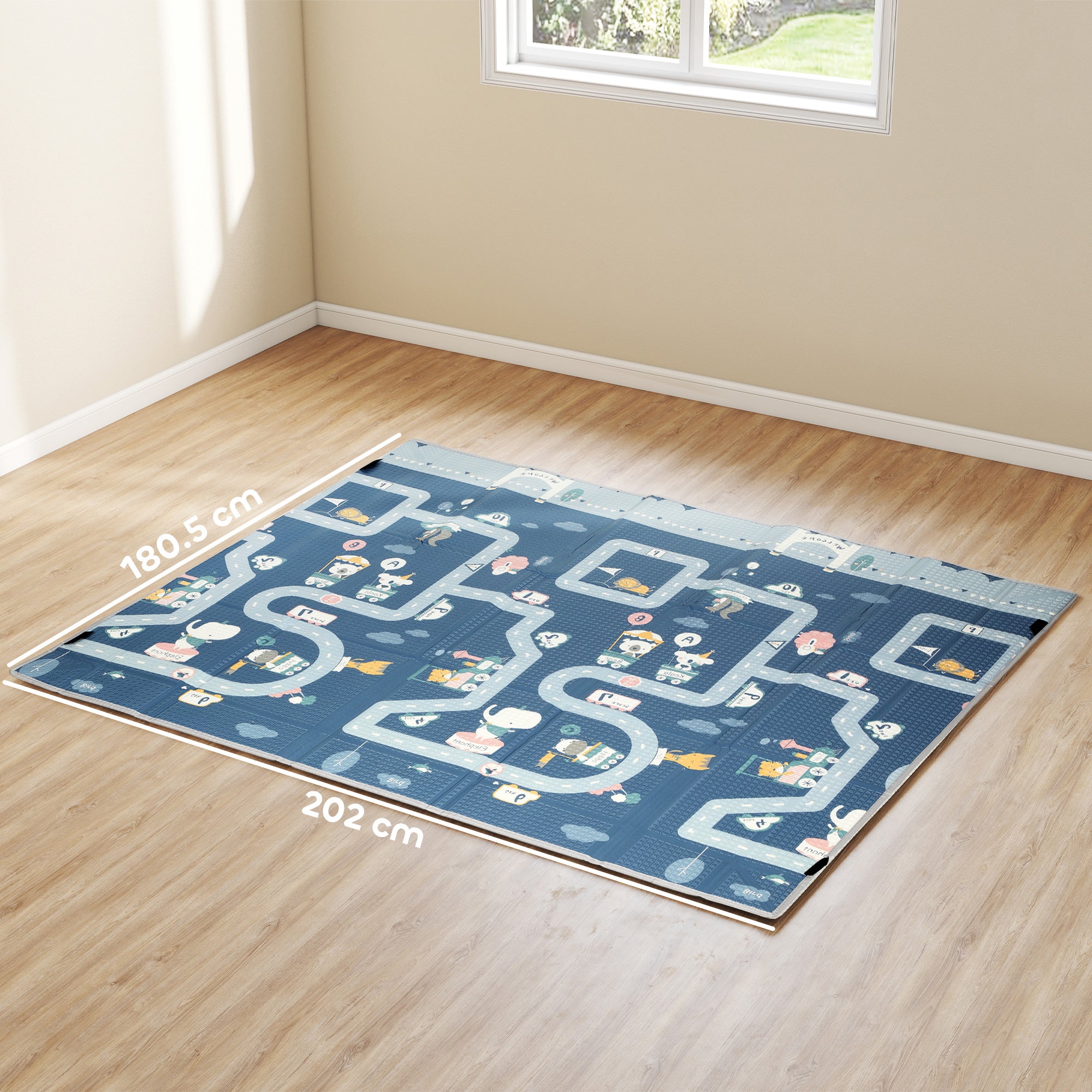 AIYAPLAY Foldable Baby Play Mat, Baby Playpen, Reversible Foam Playmat, Floor Mats for Toddlers, Traffic and Grey Diamond Theme 