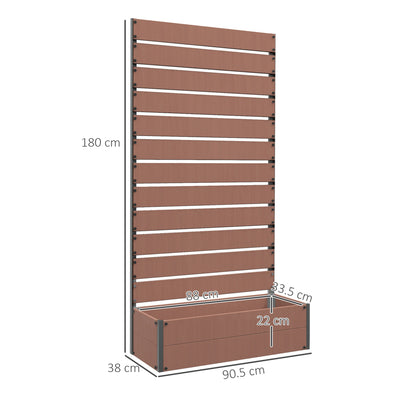 Outsunny Raised Bed for Garden, Planter with Trellis for Climbing Plants, Vines, Planter Box with Drainage Gap, Light Brown 