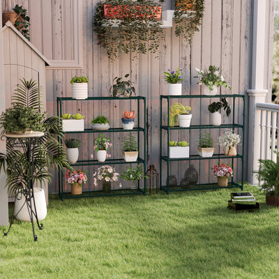 Outsunny Four-Tier Steel Plant Shelf - Black 