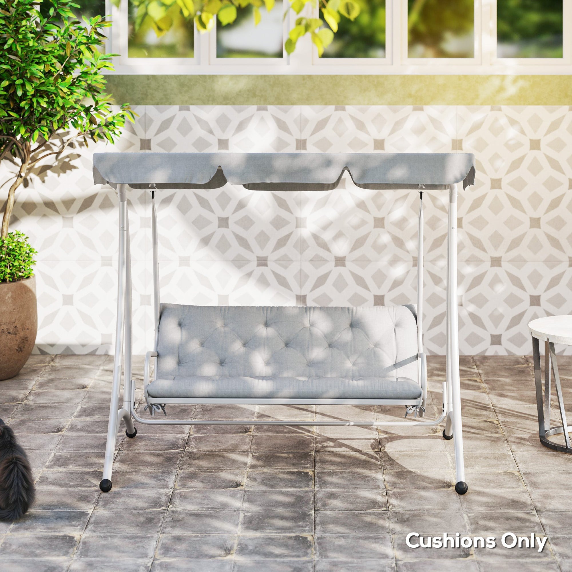 Outsunny Three-Seater Bench Cushion - Light Grey 