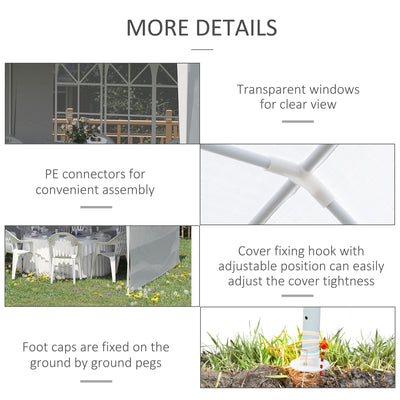 Outsunny 6 x 3 m Party Tent Gazebo Marquee Outdoor Patio Canopy Shelter with Windows and Side Panels White 