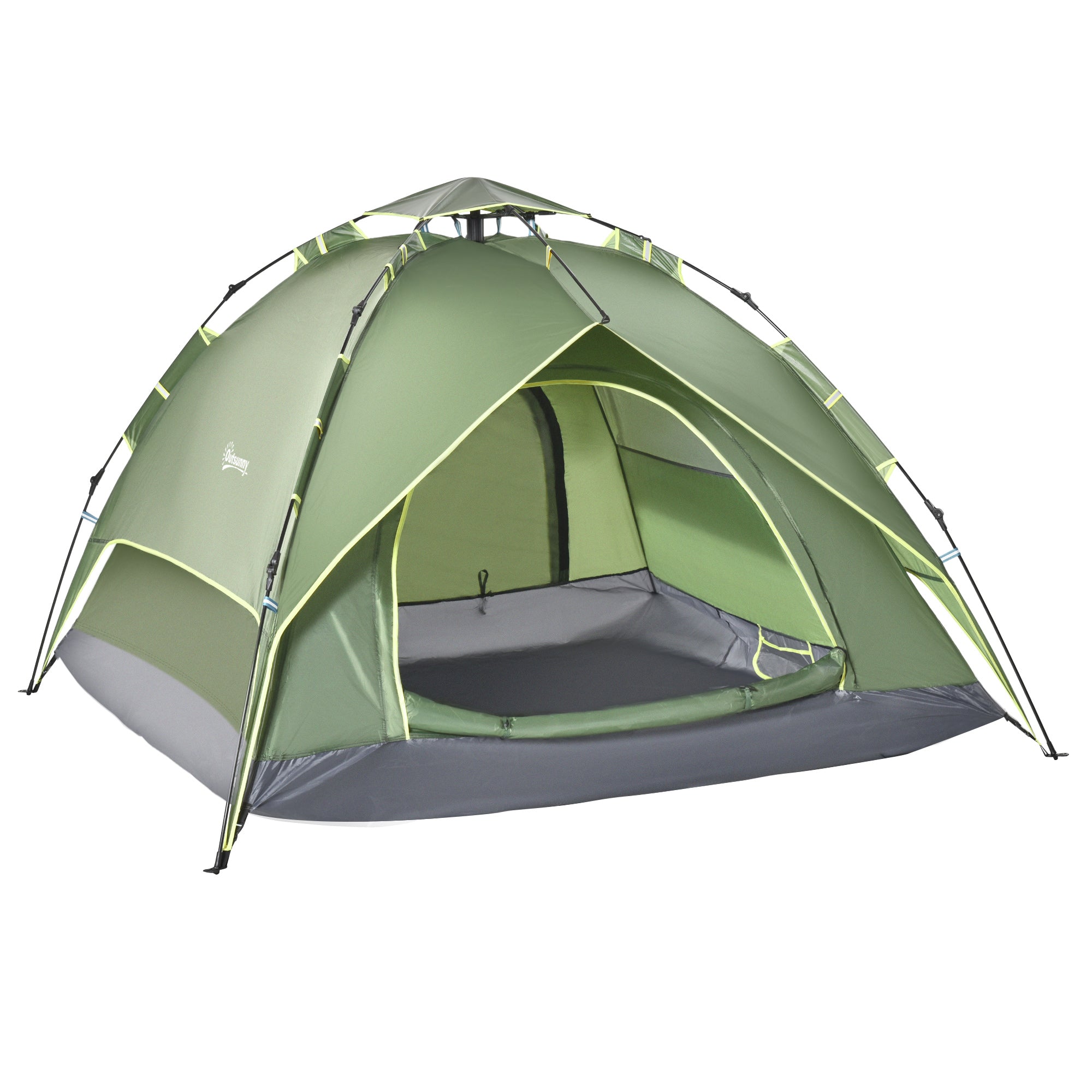 Outsunny 3 Man Camping Tent Automatic Pop Up Tent Portable Double Layer for Festival Hiking Family Travel Shelter 