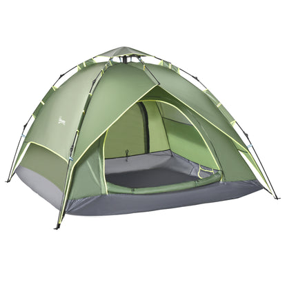 Outsunny 3 Man Camping Tent Automatic Pop Up Tent Portable Double Layer for Festival Hiking Family Travel Shelter 