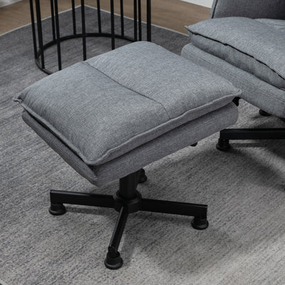 HOMCOM Swivel Recliner Chair and Footstool, Upholstered Massage Recliner Armchair with Remote Control, Timer and Steel Base, Grey 
