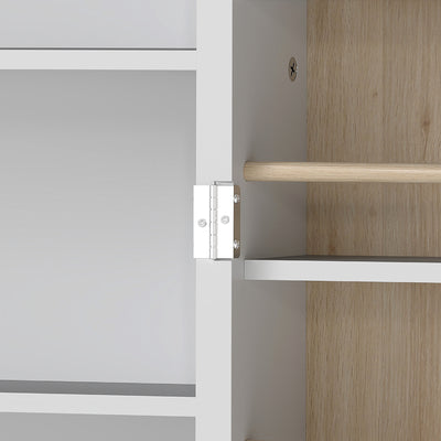 HOMCOM 119.5 cm Kitchen Cupboard, Freestanding Kitchen Cabinet with Double Doors, 5 Tiers, 12 Spice Racks, White 