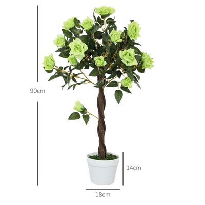 Outsunny Set of Two Faux Rose Trees - Green 