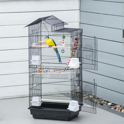 PawHut Bird Cage for Budgies, Finches, Canaries w/ Accessories, Toys, Tray 
