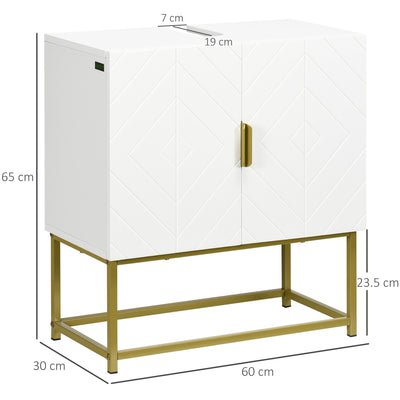 kleankin Bathroom Mirror Cabinet Under Sink Storage Cabinet Basin Cupboard with 2 Doors and Gold Steel Legs 